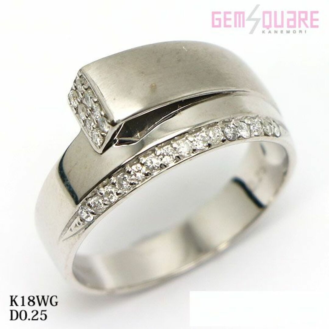 K18WG ダイヤリング 指輪 D0.25 5.5g 19号 仕上げ済 レディースのアクセサリー(リング(指輪))の商品写真