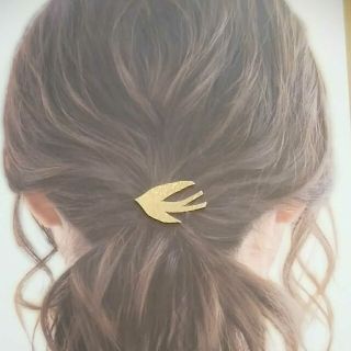 真鍮ポニーフック　ヘアゴム　ヘアピン　鎚目　つばめ　鳥　ハンドメイド　浴衣(ヘアアクセサリー)