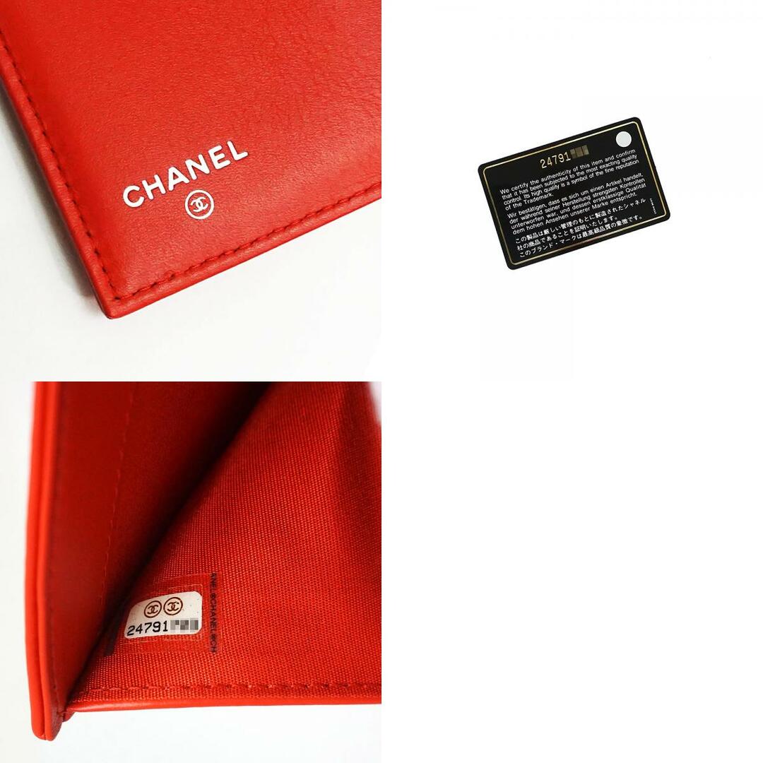CHANEL - シャネル カメリア エンボス コンパクト 三つ折り財布 カーフ