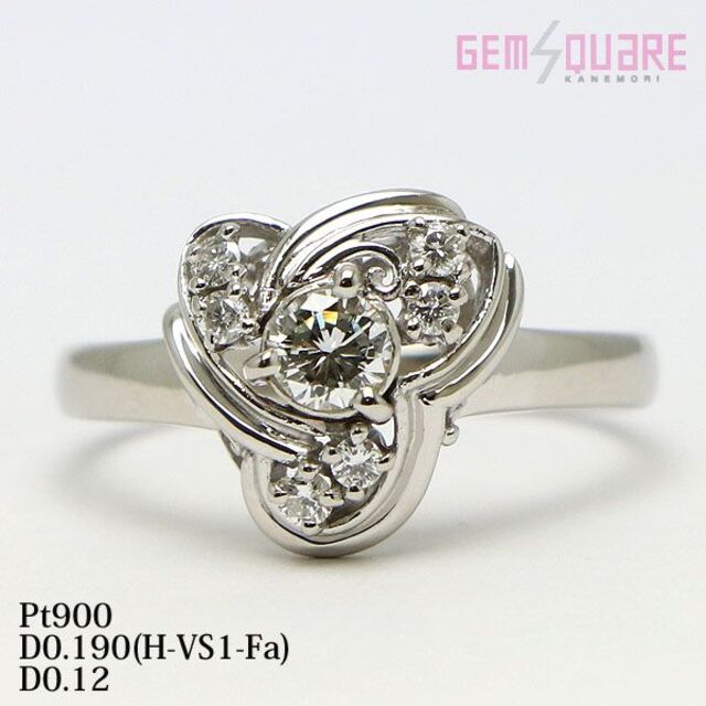 Pt900 ダイヤリング D0.190 D0.12 11.5号 ソーティング付 Pt900 ダイヤリング D0.190 D0.12 11.5号 ソーティング付