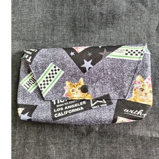 ★新品・未使用・ハンドメイド・可愛い子猫柄・小さめ横入れお弁当袋・小物入れ等に★(弁当用品)