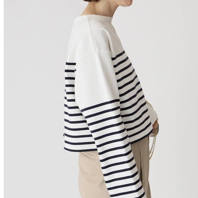 DEUXIEME CLASSE(ドゥーズィエムクラス)のDeuxieme Classe　Cropped Stripe Tシャツ レディースのトップス(カットソー(長袖/七分))の商品写真