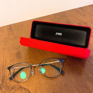 ジンズ(JINS)の売り切り特価！ 美品 JINS 黒縁メガネ ブラック ユニセックス(サングラス/メガネ)