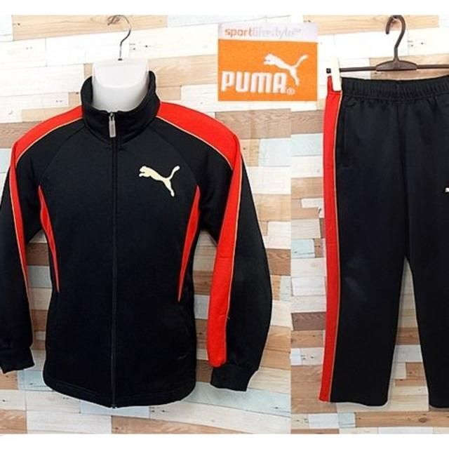 PUMA】 美品 プーマ ブラック/レッド ジャージ上下セット サイズS 美品 プーマ PUMA ジャージ上下