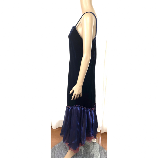 舞台　フラダンス　ドレス　ベロア　ネイビー レディースのフォーマル/ドレス(ロングドレス)の商品写真