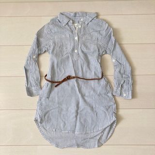 エイチアンドエム(H&M)の《H&M》キッズ　ワンピース　チュニック　長袖　ストライプ　ベルト付き　110②(ワンピース)