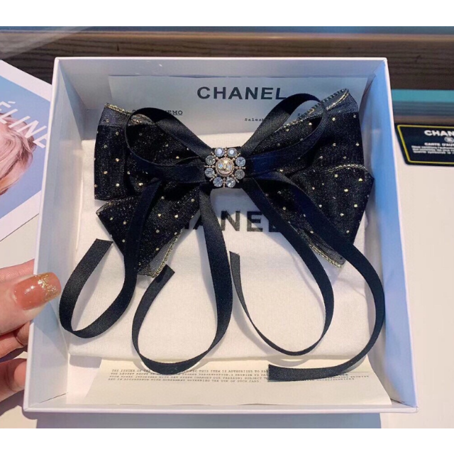 CHANEL シャネル リボン ヘアアクセサリー ブラック 超熱 vivacf.net
