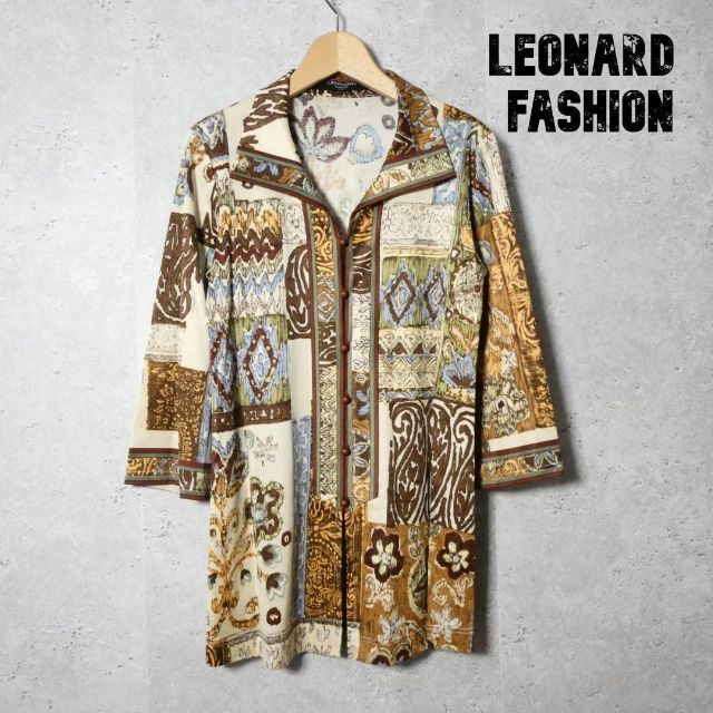 LEONARD - 美品 LEONARD FASHION 総柄 七分袖 ロング丈 シャツ ブラウス