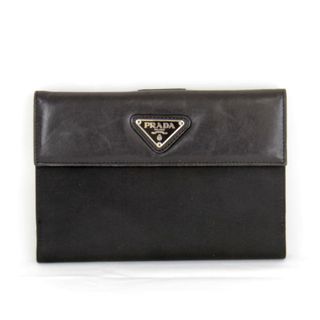 プラダ(PRADA)の良品『USED』 PRADA プラダ M507 二つ折り財布 ナイロン/レザー  ブラック【中古】(財布)