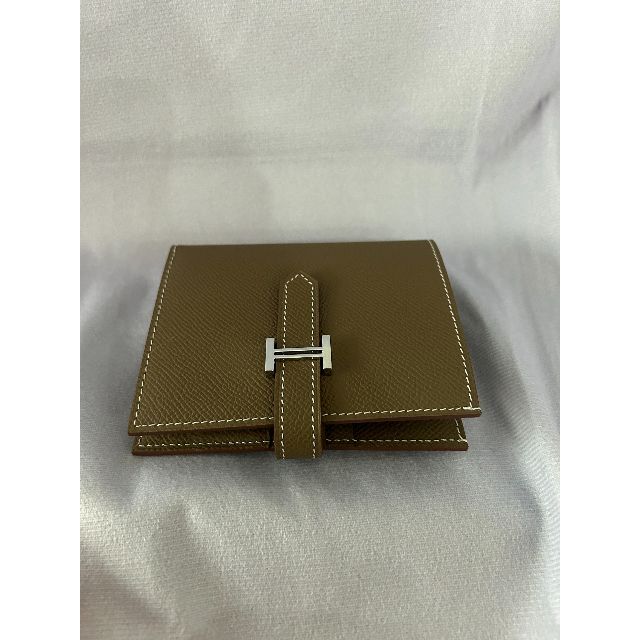 HERMES べアンコンパクト ミニ財布 【新発売】 IL BISONTE 長財布 バイカラー ヌメ×ブルー 本革 お洒落