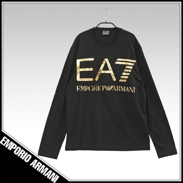 EMPORIO ARMANI EA7(エンポリオアルマーニイーエーセブン)の即完売 エンポリオアルマーニ ロゴ 長袖 ロンT 正規品  金ロゴ EA7 黒 メンズのトップス(Tシャツ/カットソー(七分/長袖))の商品写真