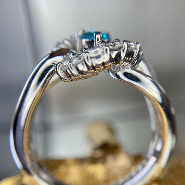 天然 パライバトルマリン ダイヤモンド 計0.71ct PT GRJブラジル産証 レディースのアクセサリー(リング(指輪))の商品写真
