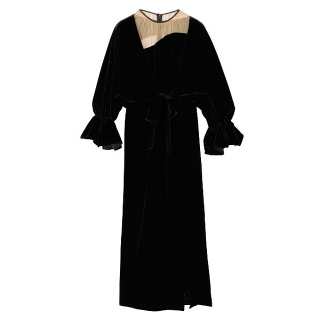 Ameri VINTAGE(アメリヴィンテージ)のAmeri Vintage  2WAY CURVE VELOURS DRESS レディースのフォーマル/ドレス(ロングドレス)の商品写真