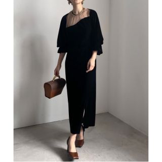 アメリヴィンテージ(Ameri VINTAGE)のAmeri Vintage  2WAY CURVE VELOURS DRESS(ロングドレス)