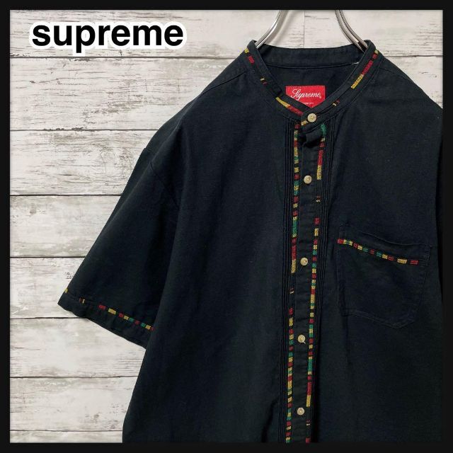 Supreme 18ss S/S Band Collar Shirt