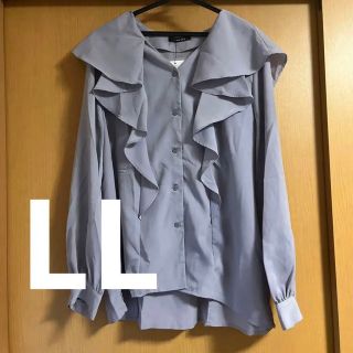 シマムラ(しまむら)のmumu   フリルVネックブラウス　LL(シャツ/ブラウス(長袖/七分))