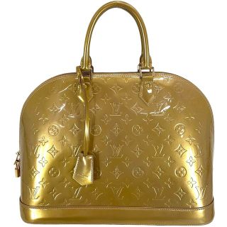 ルイヴィトン(LOUIS VUITTON)のLOUIS VUITTON ルイヴィトン ハンドバッグ モノグラムヴェルニ アルマGM エナメル ゴールド系 鞄 かばん M91753    ベージュプードル ゴールド金具 レディース 人気 美品【中古品】(ハンドバッグ)