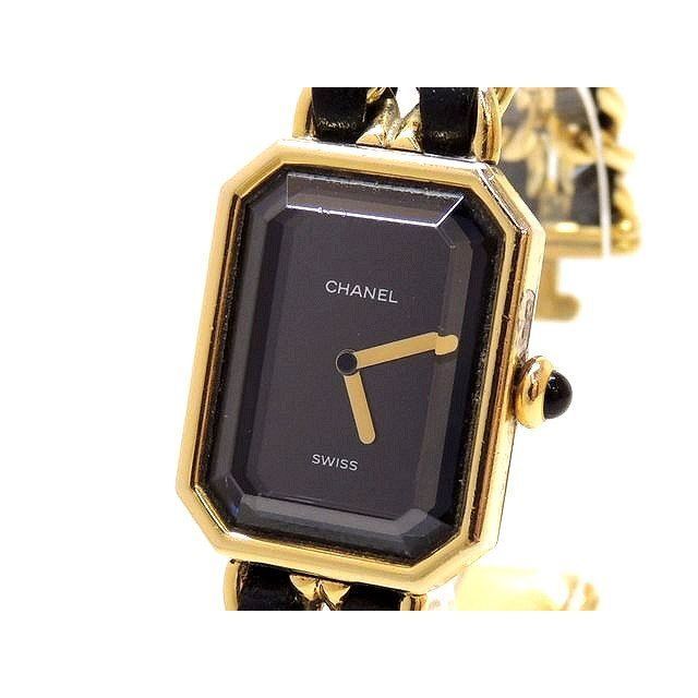 シャネル 時計 ■ プルミエール Sサイズ ステンレス ゴールドカラー ブラック