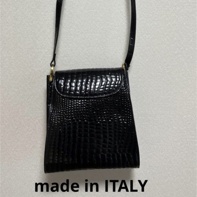 本革 made in ITALY 黒 ショルダーバック-