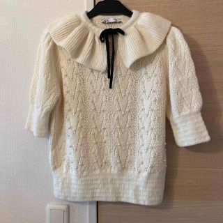 新品タグ付き　ZARA パールリボン付きニット　 サイズ　M