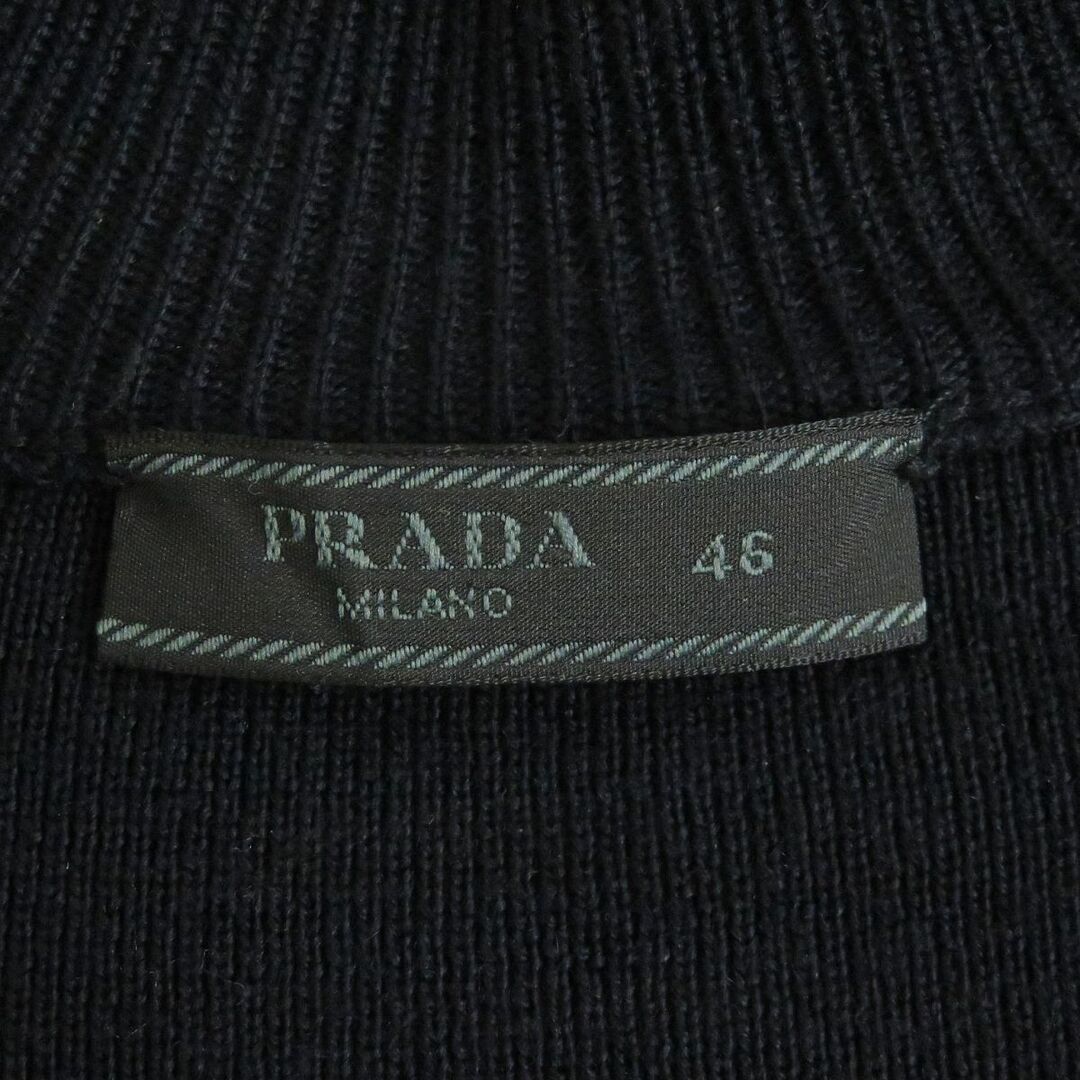 美品2017年製 PRADA/プラダ ナイロン切替 バージンウール ジップアップ ブルゾンジャケット/ドライバーズニット ネイビー 46 正規品  t13-st30228-322 有名なブランド