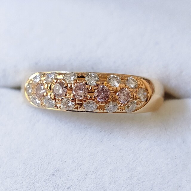 ジュエリーマキ(ジュエリーマキ)のピンクダイヤモンド パヴェ リング K18YG 0.36ct 0.18ct レディースのアクセサリー(リング(指輪))の商品写真