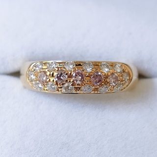 ジュエリーマキ(ジュエリーマキ)のピンクダイヤモンド パヴェ リング K18YG 0.36ct 0.18ct(リング(指輪))