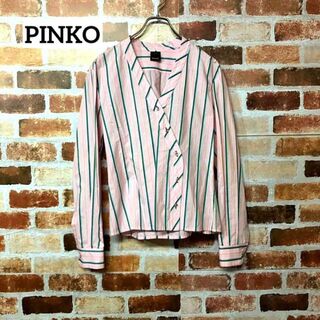 【美品】PINKO ピンコ 半袖 カットソー ロゴ りぼん ピンク 黒