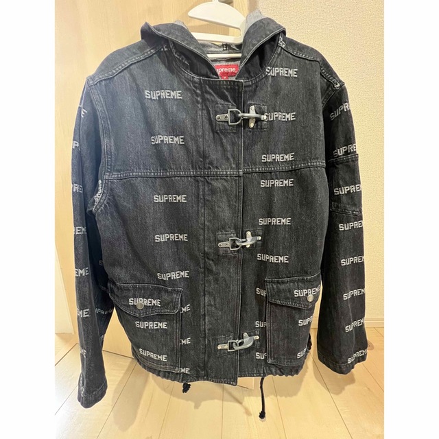 supreme logo denim turnout jacket