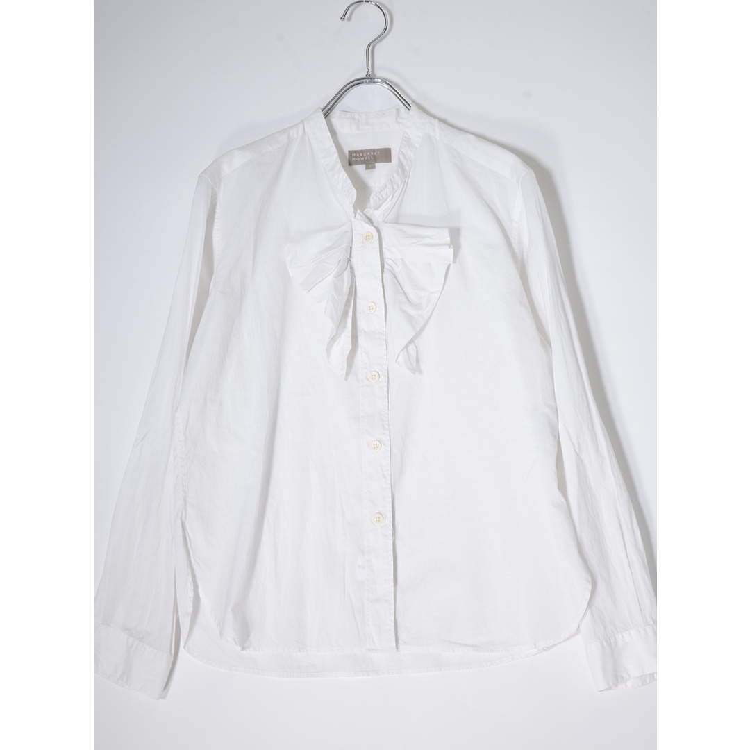 COCOLOBLAND(ココロブランド)のMARGARET HOWELLマーガレットハウエル SOFT COTTON POPLIN フリルリボン カラーレスシャツ ブラウス【1】【LSHA71242】 レディースのトップス(その他)の商品写真