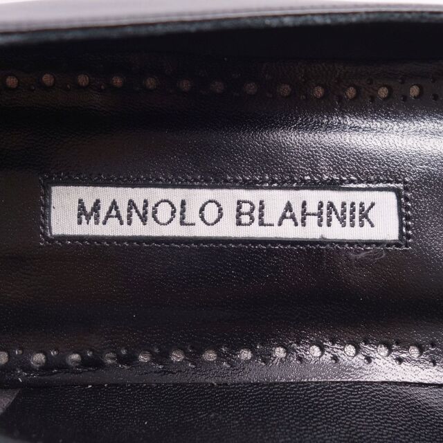 marcell(マルセル)のマノロブラニク Manolo Blahnik パンプス フラットパンプス ハンギシ ビジュー カーフレザー シューズ レディース 38.5(25.5cm相当) ブラック レディースの靴/シューズ(ハイヒール/パンプス)の商品写真