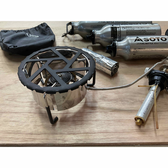 完成品 SOTO MUKAストーブ動作良好美品広口新品ボトル2本・五徳