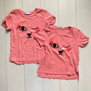 エイチアンドエム(H&M)の《H&M》キッズ　女の子　Tシャツ　２枚セット　ピンク　ねこ　130(Tシャツ/カットソー)