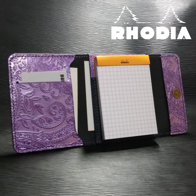 【限定】RHODIA No.11 手帳型カバー【ペイズリー:BK×アメジスト】