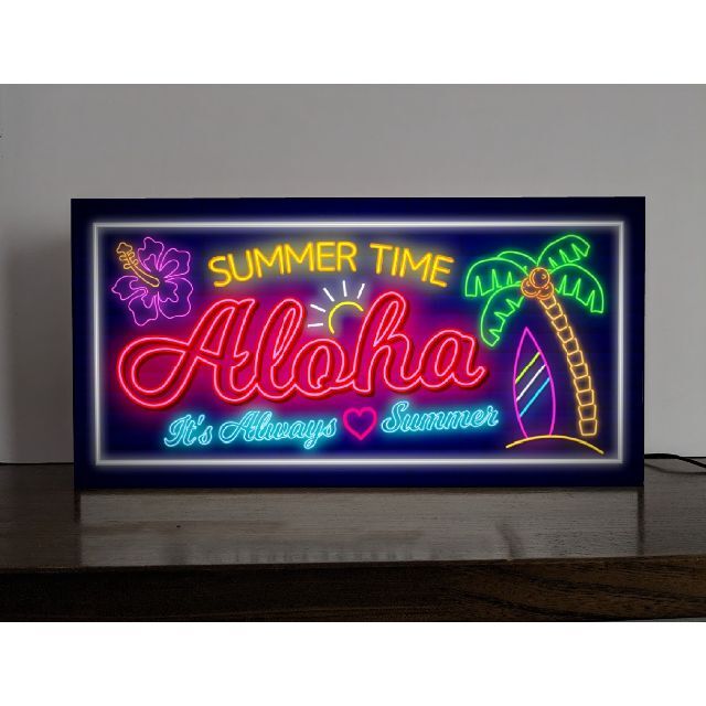 Lサイズ】ハワイ ビーチ アロハ 海 夏 南国 看板 置物 雑貨 ライトBOX