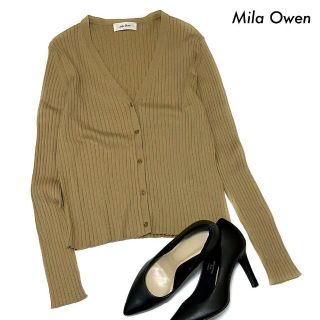 ミラオーウェン(Mila Owen)のMila Owen ミラオーウェン★リブ編み 長袖カーディガン キャメル(カーディガン)