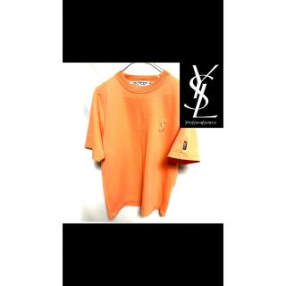 イヴサンローラン(Yves Saint Laurent)のYves Saint Laurent ロゴ刺繍Tシャツ　オレンジ(Tシャツ/カットソー(半袖/袖なし))