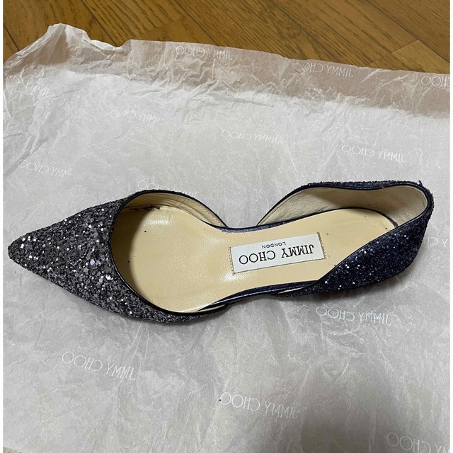 JIMMY CHOO(ジミーチュウ)のJIMMY CHOO ESTHER FLAT  グリッター レディースの靴/シューズ(ハイヒール/パンプス)の商品写真