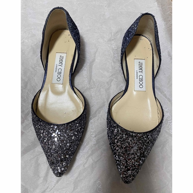 JIMMY CHOO(ジミーチュウ)のJIMMY CHOO ESTHER FLAT  グリッター レディースの靴/シューズ(ハイヒール/パンプス)の商品写真