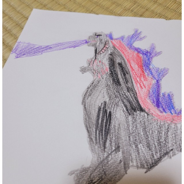 小学生男の子の絵 ゴジラ エンタメ/ホビーの美術品/アンティーク(絵画/タペストリー)の商品写真