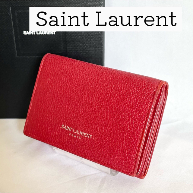 SAINT LAURENT PARIS YSL ミニ コンパクト折り財布-