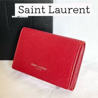 サンローラン(Saint Laurent)の【人気】サンローラン　財布　ミニ財布　コンパクトウォレット　レッド　赤　三つ折り(財布)