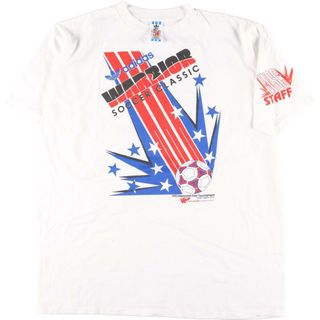 アディダス(adidas)の古着 80年代 アディダス adidas WARRIOR SOCCER CLASSIC 両面プリント スポーツプリントTシャツ USA製 メンズXL ヴィンテージ /eaa325159(Tシャツ/カットソー(半袖/袖なし))