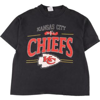 ヘインズ(Hanes)の古着 90年代 ヘインズ Hanes NFL KANSASCITY CHIEFS カンザスシティチーフス スポーツプリントTシャツ USA製 メンズL ヴィンテージ /eaa326874(Tシャツ/カットソー(半袖/袖なし))