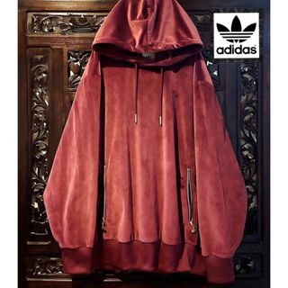 アディダス(adidas)のアディダス エンジ ベロア トレーナー ジャージ パーカー ヴィンテージ 赤(パーカー)