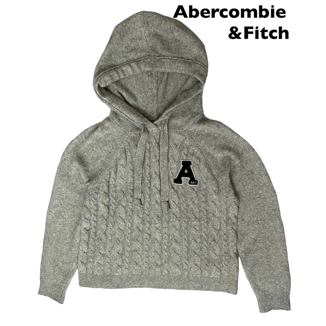 【美品】abercrombie&fitch ケーブルニット セーター フード付き