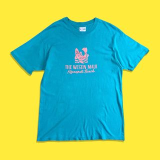 ヘインズ(Hanes)の80s USA製 ヴィンテージスーベニアTシャツ 魚 フィッシュ ハワイ 緑(Tシャツ/カットソー(半袖/袖なし))