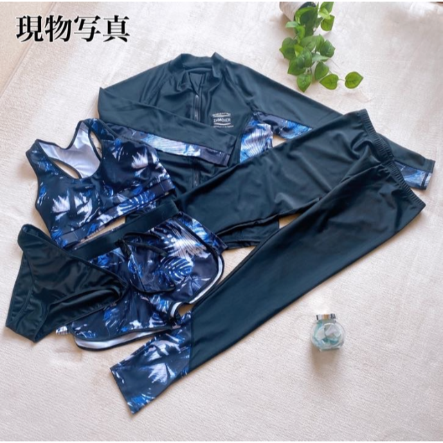 XL レディース ラッシュガード 5点セット 水着 体型カバー UVカット 長袖 レディースの水着/浴衣(水着)の商品写真