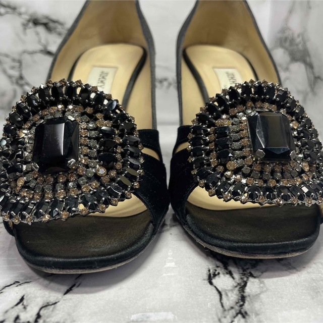 かわいい】 ☆jimmy choo☆オープントゥパンプス☆黒 かわいい】 ☆jimmy choo☆オープントゥパンプス☆黒