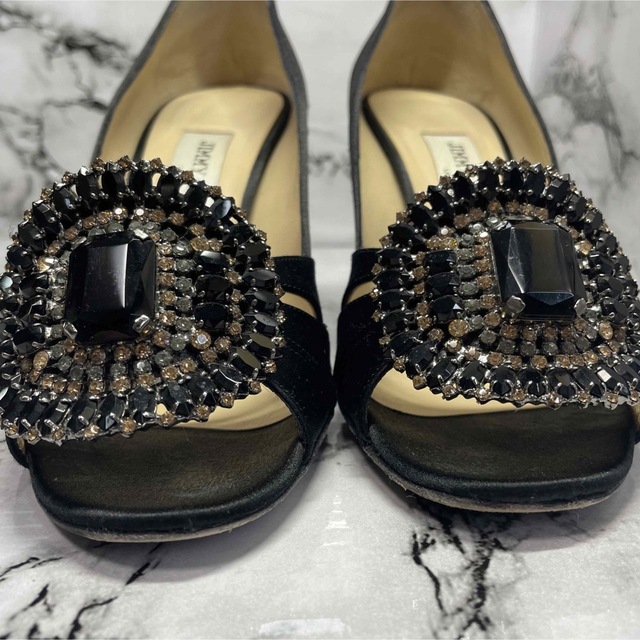 JIMMY CHOO(ジミーチュウ)の【かわいい】 ☆jimmy choo☆オープントゥパンプス☆黒 レディースの靴/シューズ(ハイヒール/パンプス)の商品写真